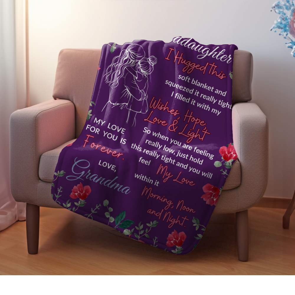 Granddaughter - Sweet Words - Purple Plush Fleece Blanket