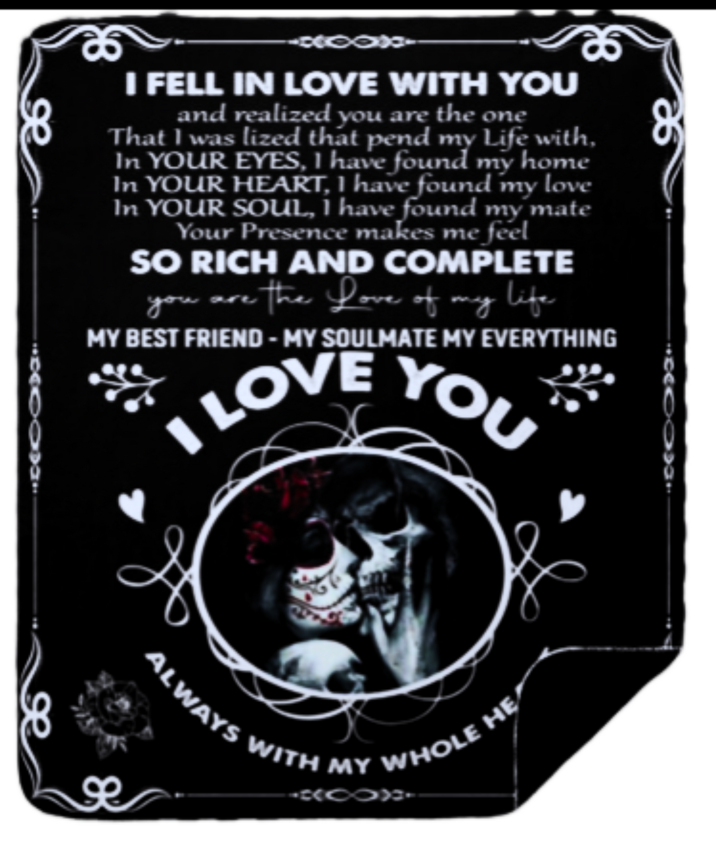 To My Soulmate - Romantic Skeleton Blanket | Cozy Plush, Fleece or Black Sherpa