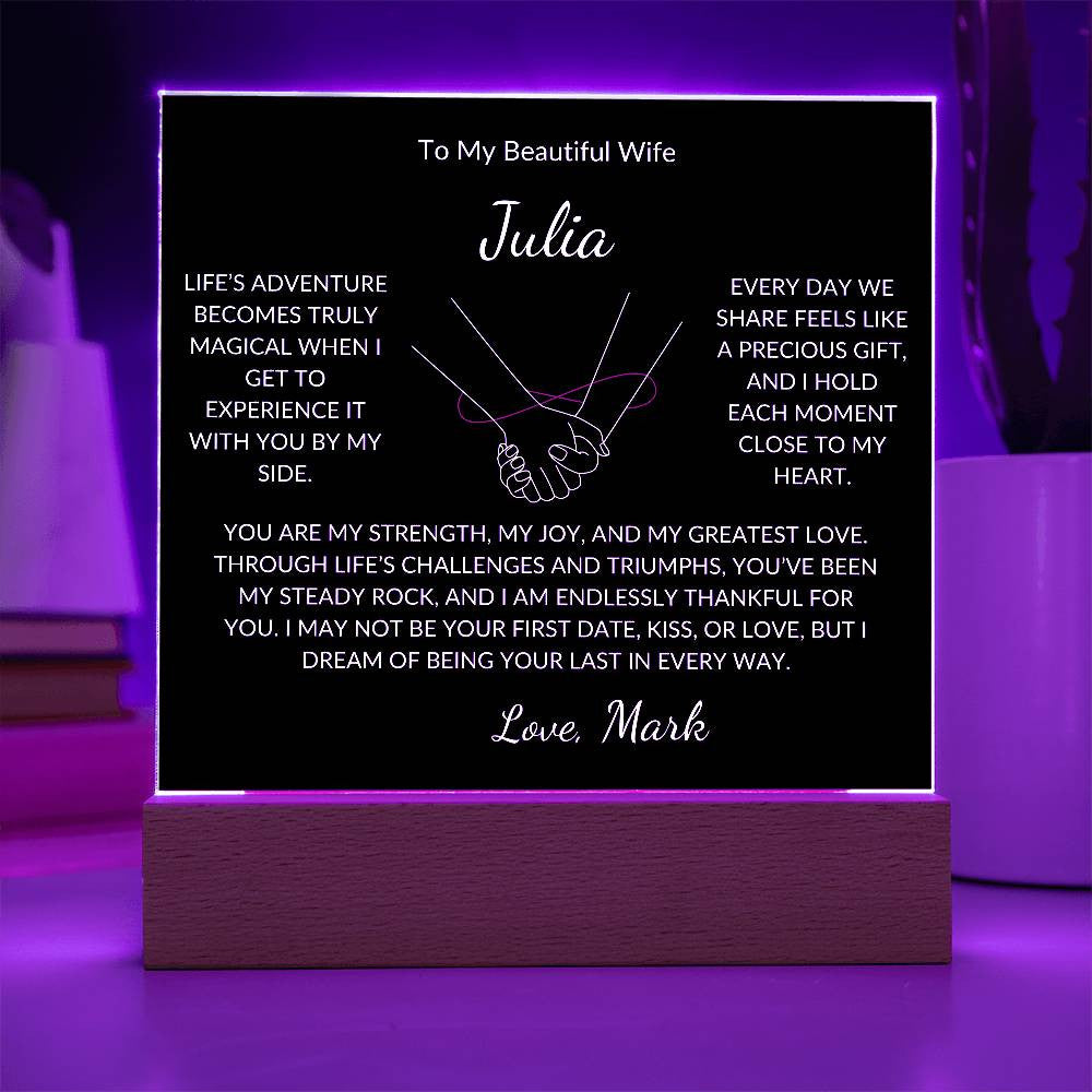 Personalized To My Beautiful Wife | Life's Adventure | Acrylic Square Plaque