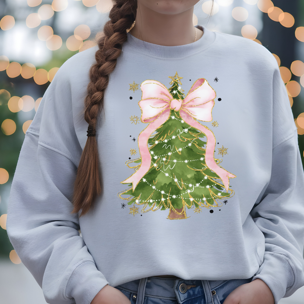 Christmas Coquette Bow Tree T-shirt | Sweatshirt | Hoodie