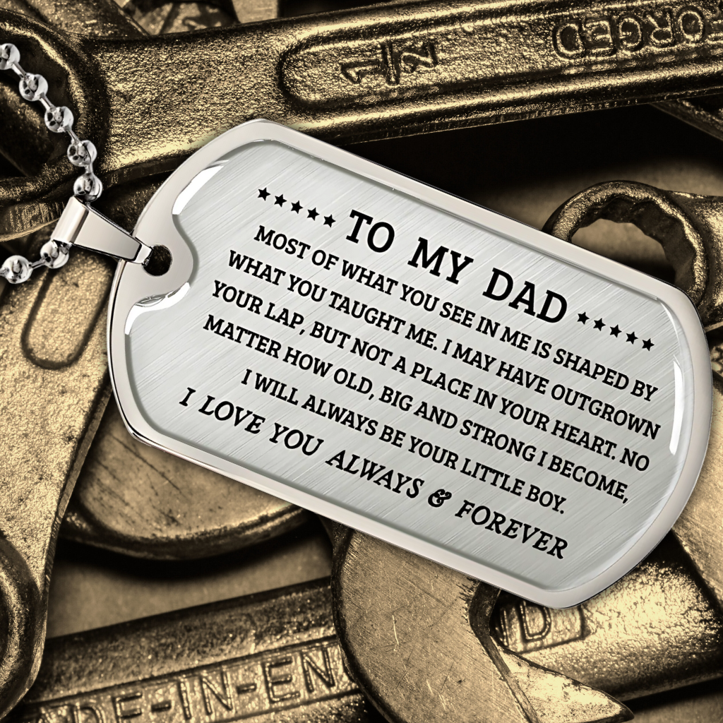 Personalized Dad Dog Tag Necklace — Custom Engraved Military-Style Gift for Dad