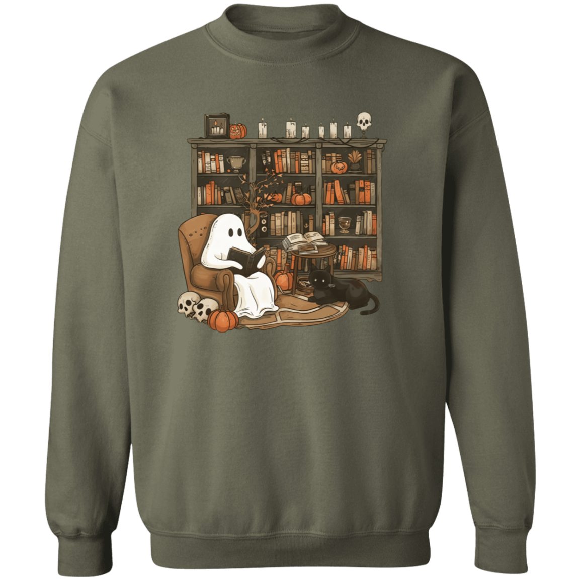 Cute Ghost Reading T-Shirt | Halloween Librarian Teacher Gift | Book Lover Apparel