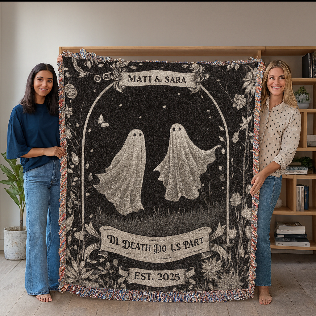 Ghost Couple 'Til Death Do Us Part | Personalized Wedding Halloween Blanket