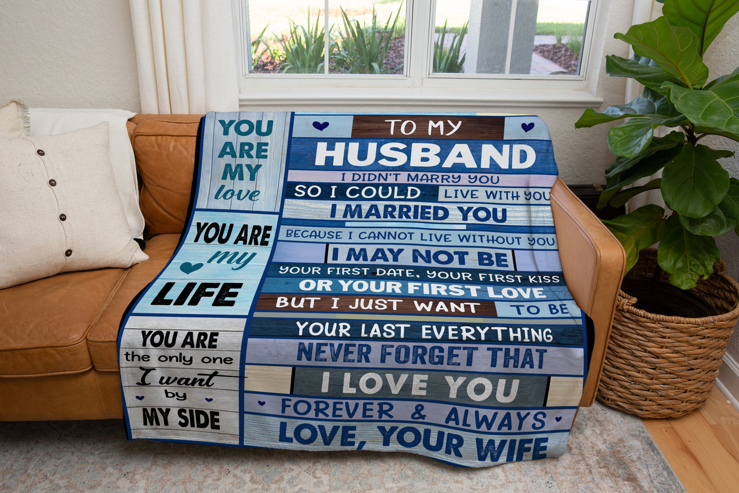 To My Husband Romantic Gift | Black Sherpa Blanket | I Didn't Marry You So I Could Live With You
