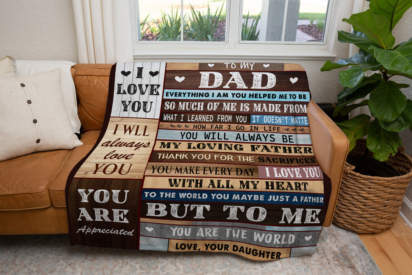 To My Dad | Cozy Black Sherpa Blanket with Heartfelt Message | Gift from Daughter