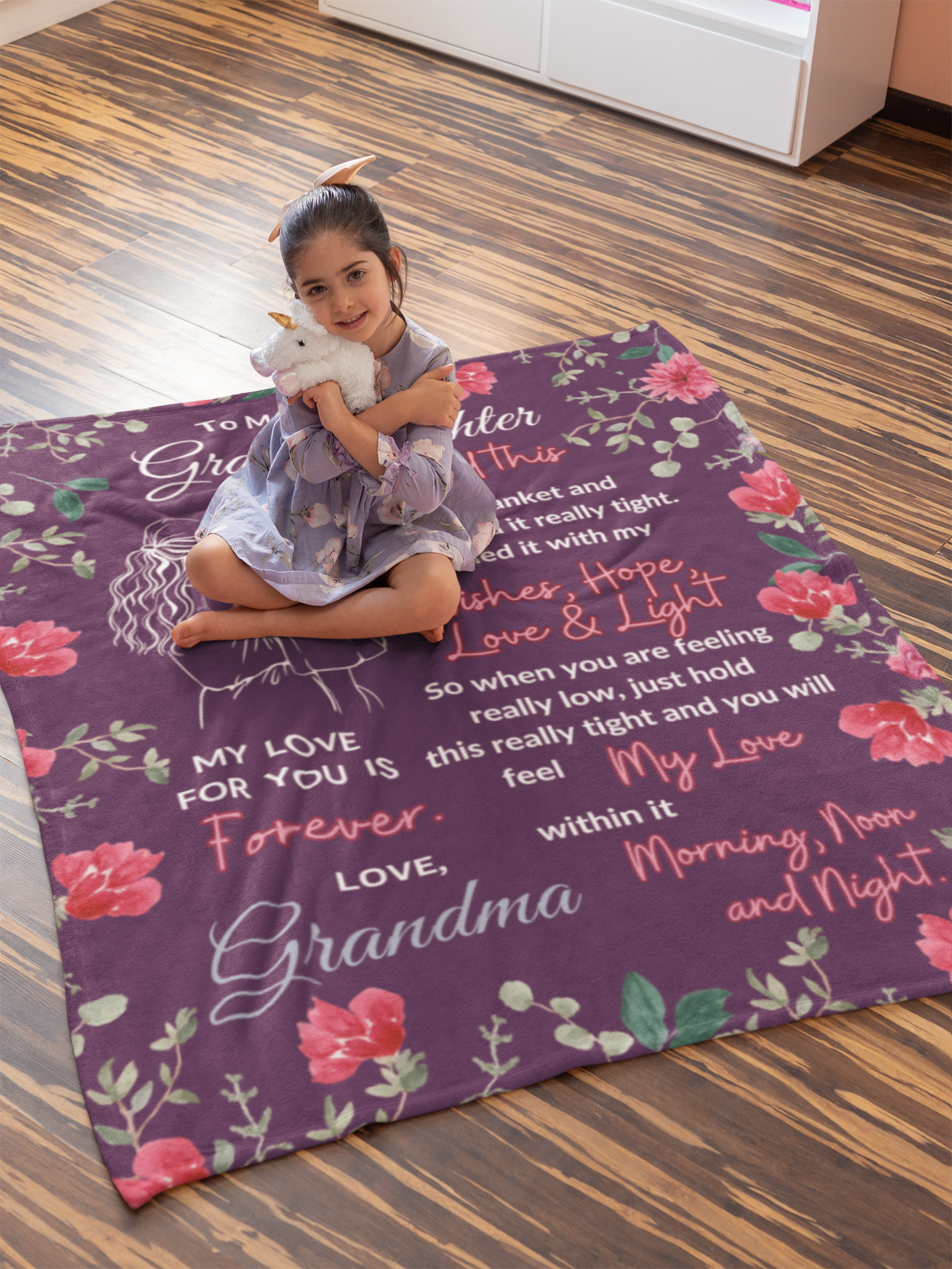 Granddaughter - Sweet Words - Purple Plush Fleece Blanket