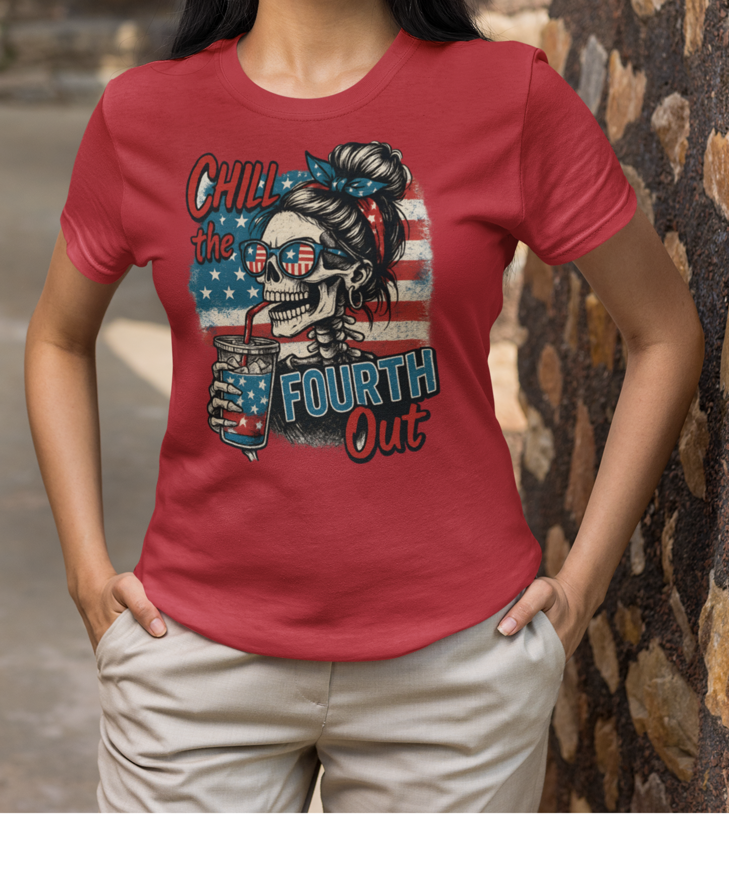 Chill the Fourth Out – Freedom Sip Skull Tee