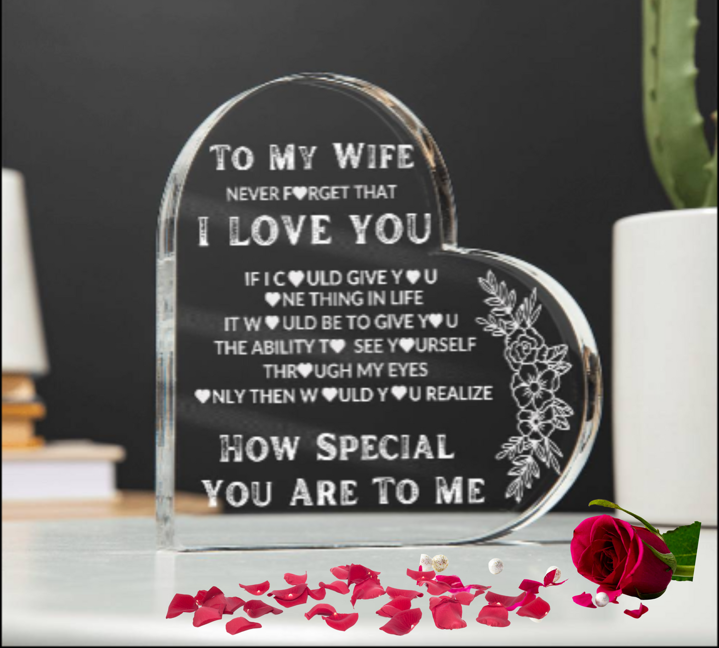 To My Wife Heart | Never Forget That I Love You | Heart Acrylic Plaque
