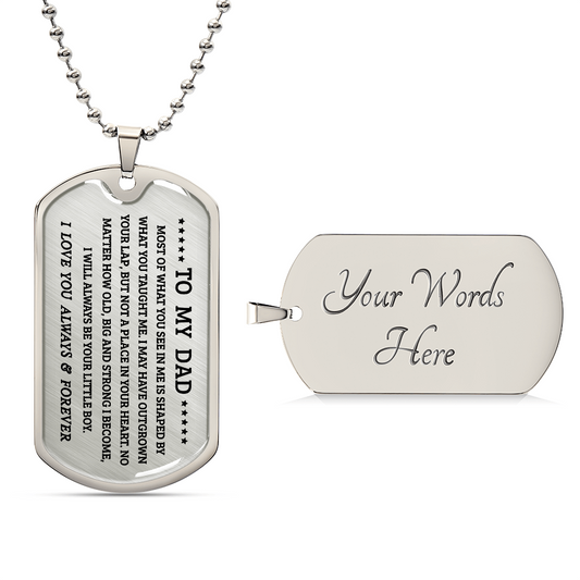 Personalized Dad Dog Tag Necklace — Custom Engraved Military-Style Gift for Dad