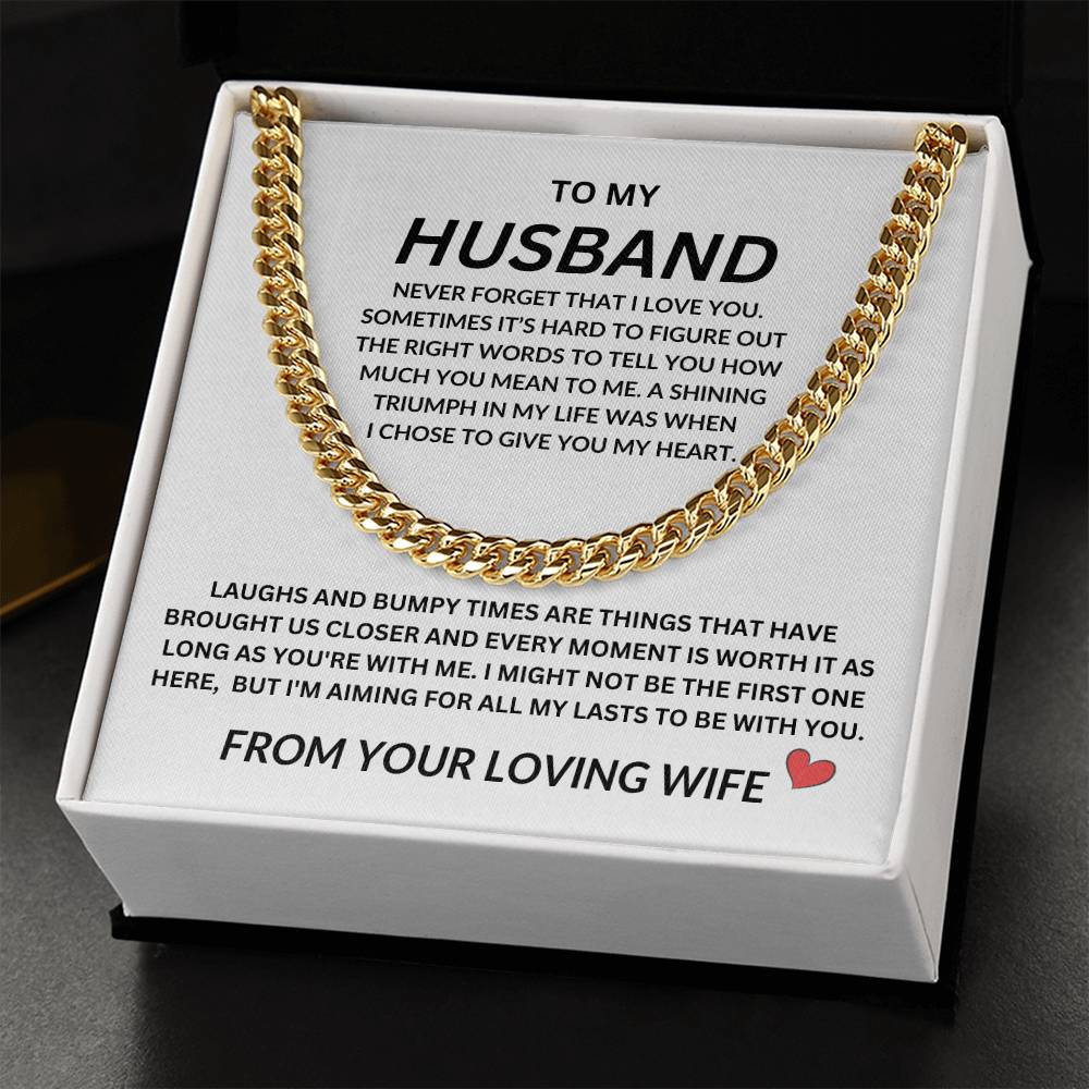 To My Husband Cuban Link Chain | Bold & Timeless Gift for Anniversaries & Birthdays