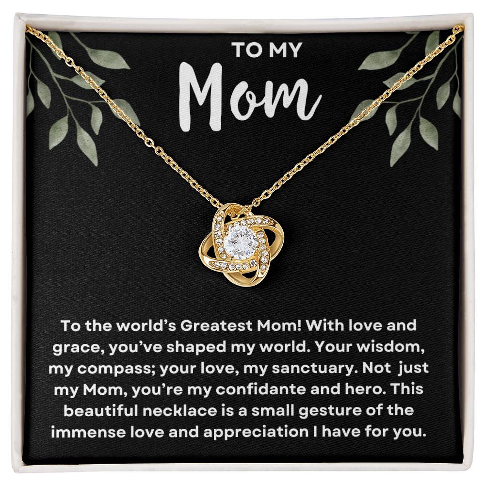 To My Mom: World's Greatest Mom - Love Knot Jewelry Gift for Birthday or Mother's Day