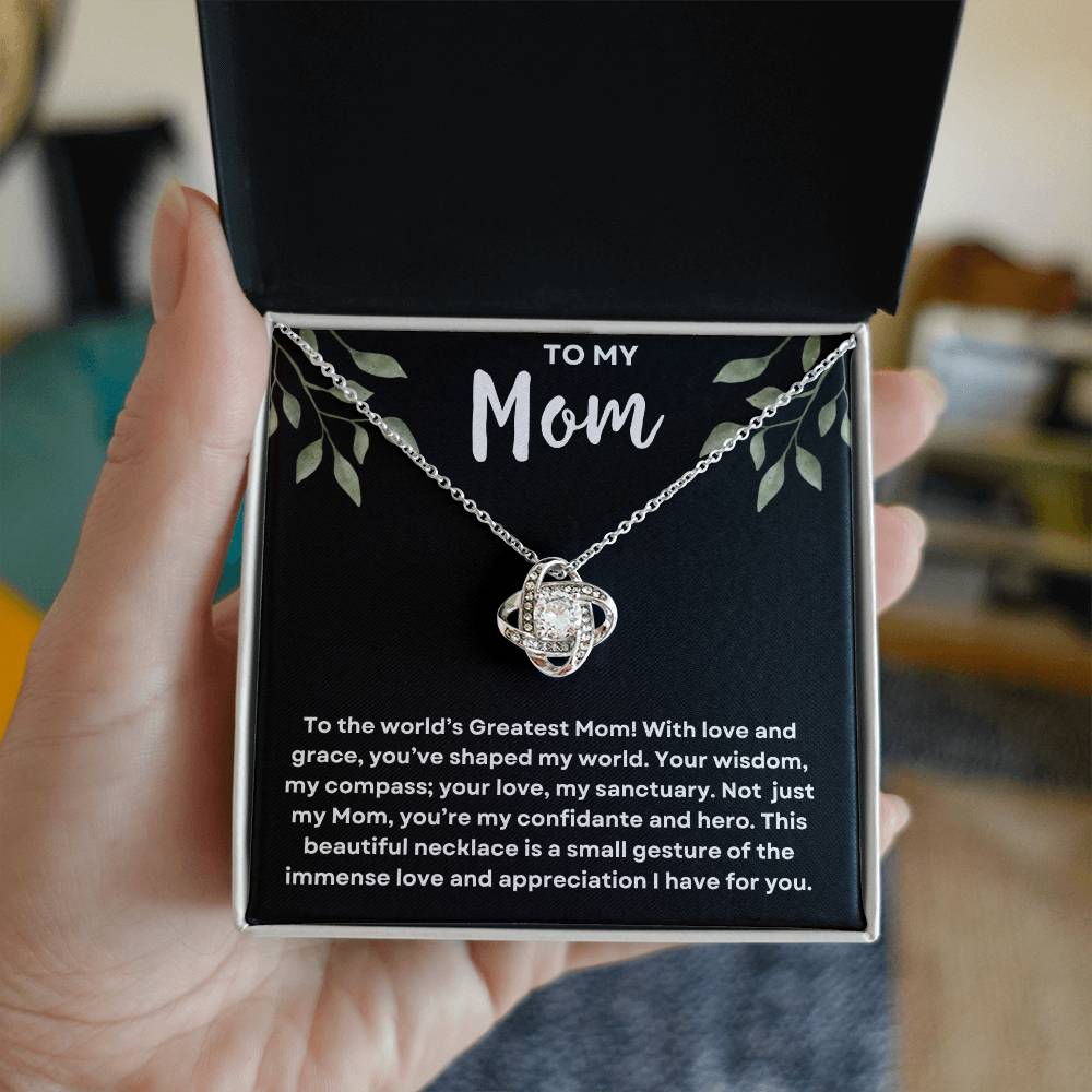 To My Mom: World's Greatest Mom - Love Knot Jewelry Gift for Birthday or Mother's Day