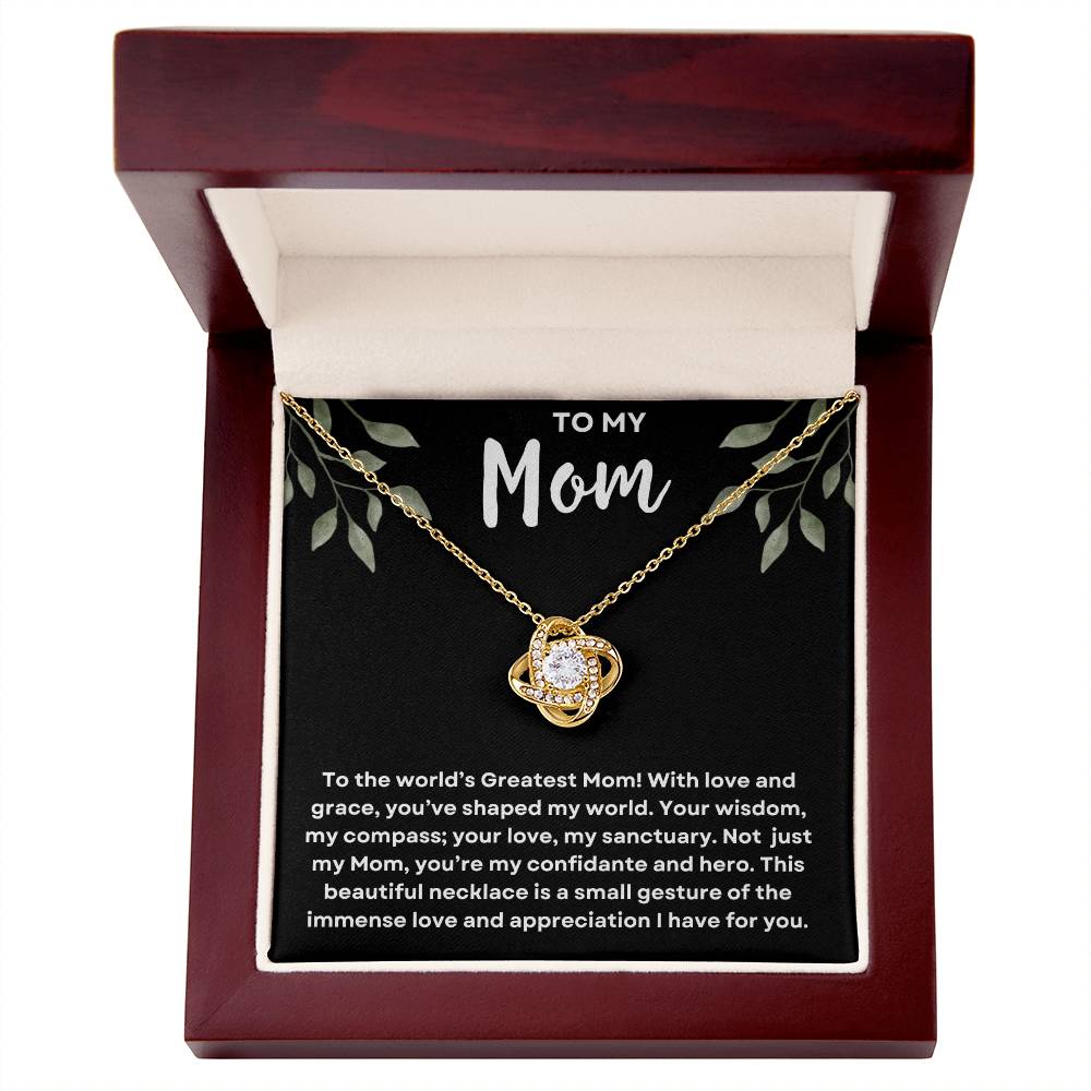To My Mom: World's Greatest Mom - Love Knot Jewelry Gift for Birthday or Mother's Day