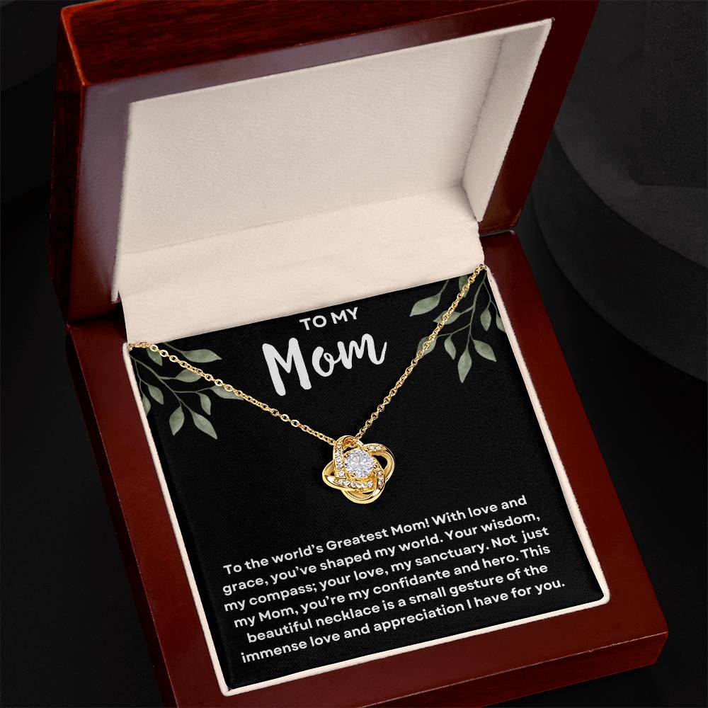To My Mom: World's Greatest Mom - Love Knot Jewelry Gift for Birthday or Mother's Day