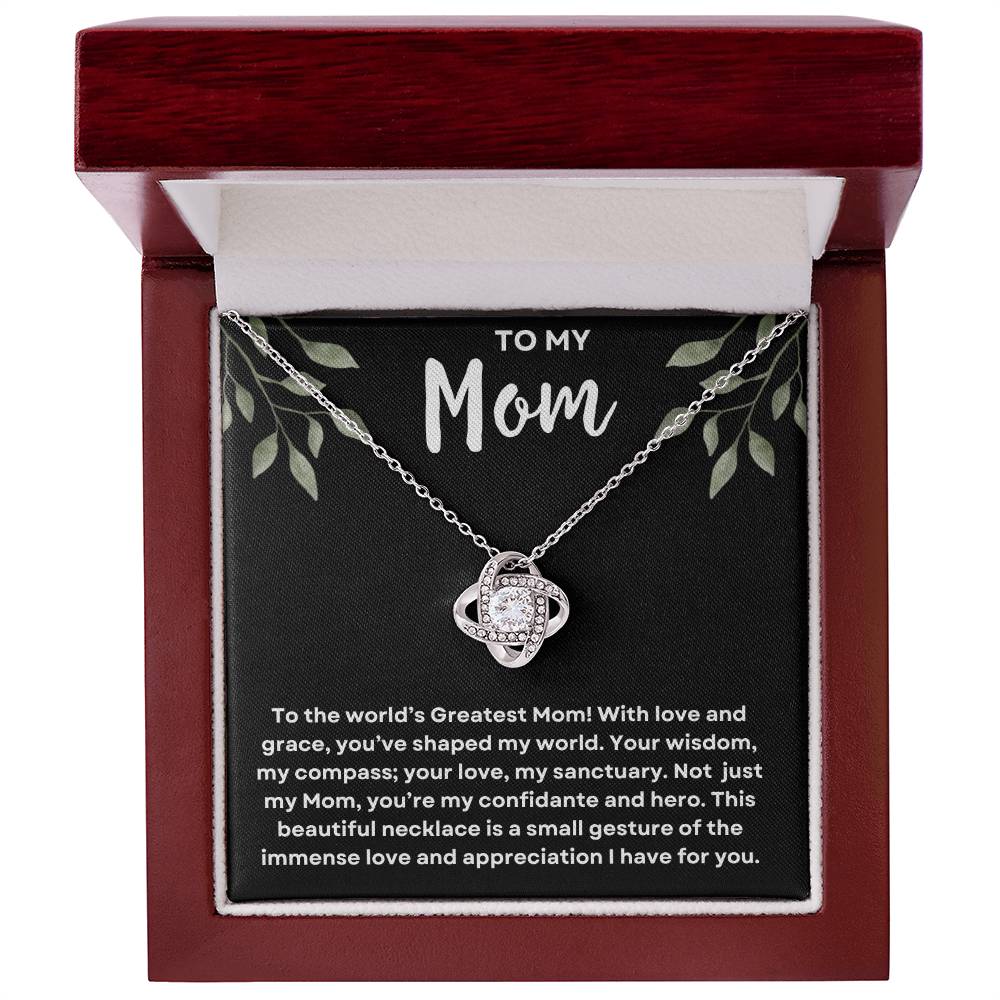 To My Mom: World's Greatest Mom - Love Knot Jewelry Gift for Birthday or Mother's Day