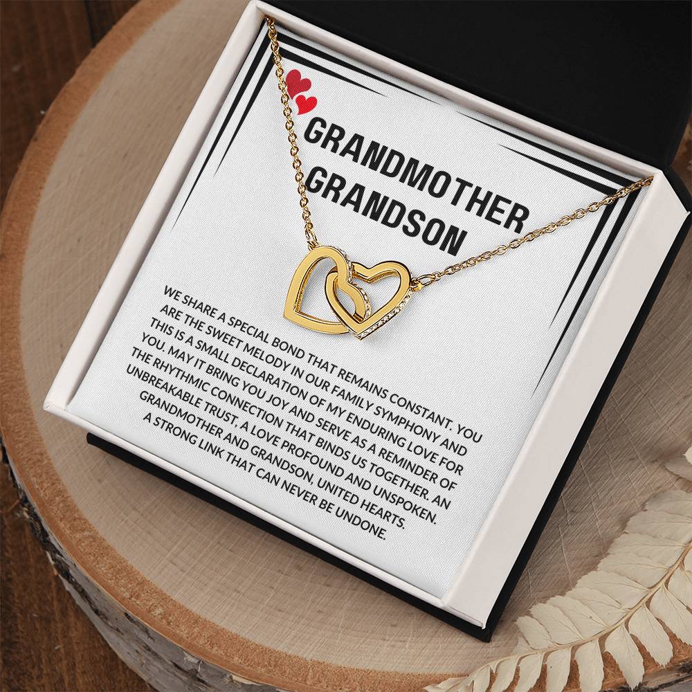 Grandmother-Grandson Necklace – Interlocking Hearts Symbolizing Love, Trust, and Family Bond