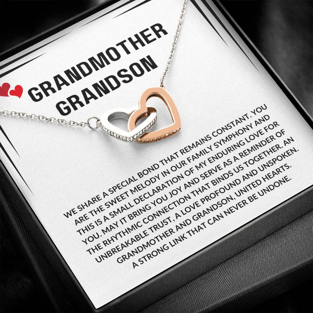 Grandmother-Grandson Necklace – Interlocking Hearts Symbolizing Love, Trust, and Family Bond