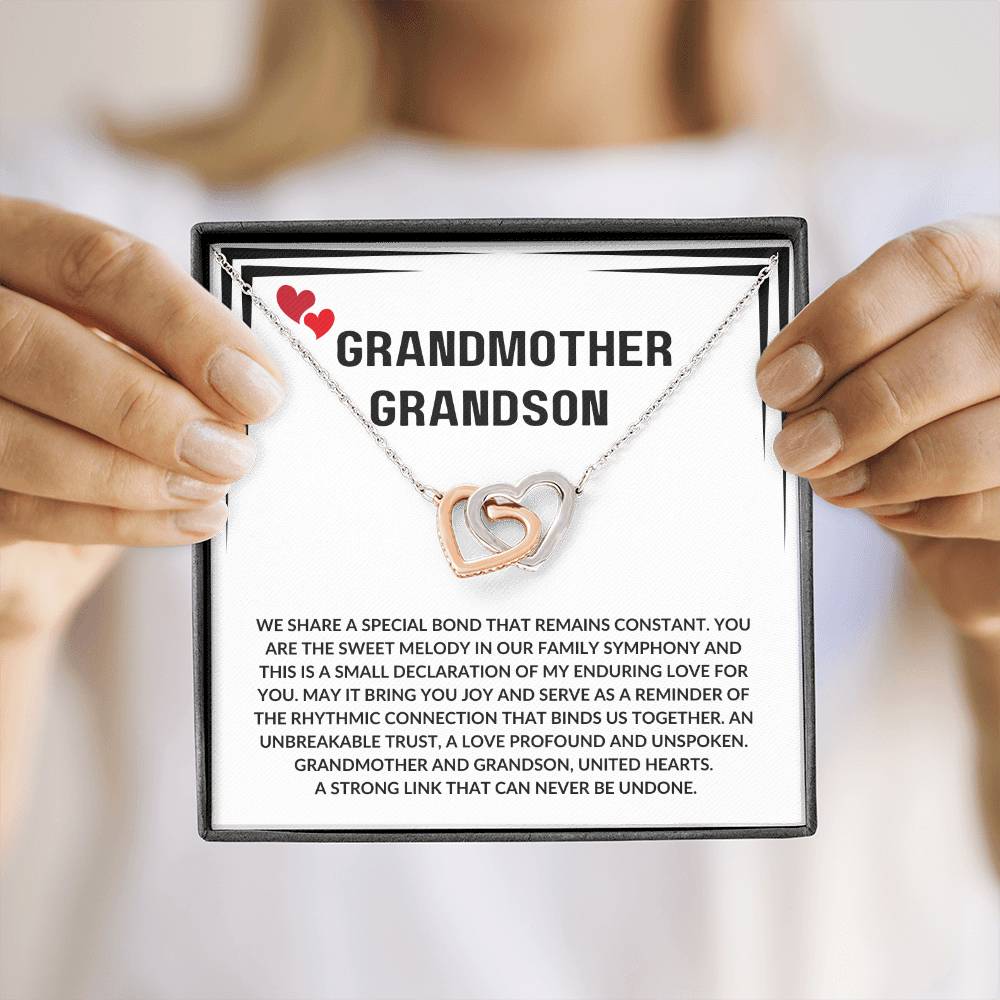 Grandmother-Grandson Necklace – Interlocking Hearts Symbolizing Love, Trust, and Family Bond