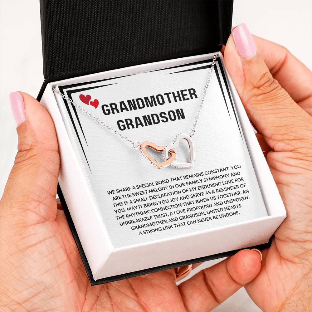 Grandmother-Grandson Necklace – Interlocking Hearts Symbolizing Love, Trust, and Family Bond