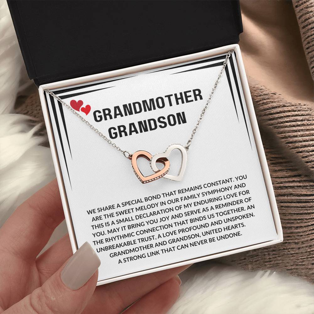Grandmother-Grandson Necklace – Interlocking Hearts Symbolizing Love, Trust, and Family Bond