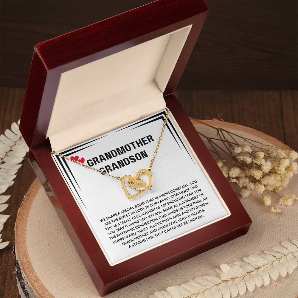 Grandmother-Grandson Necklace – Interlocking Hearts Symbolizing Love, Trust, and Family Bond