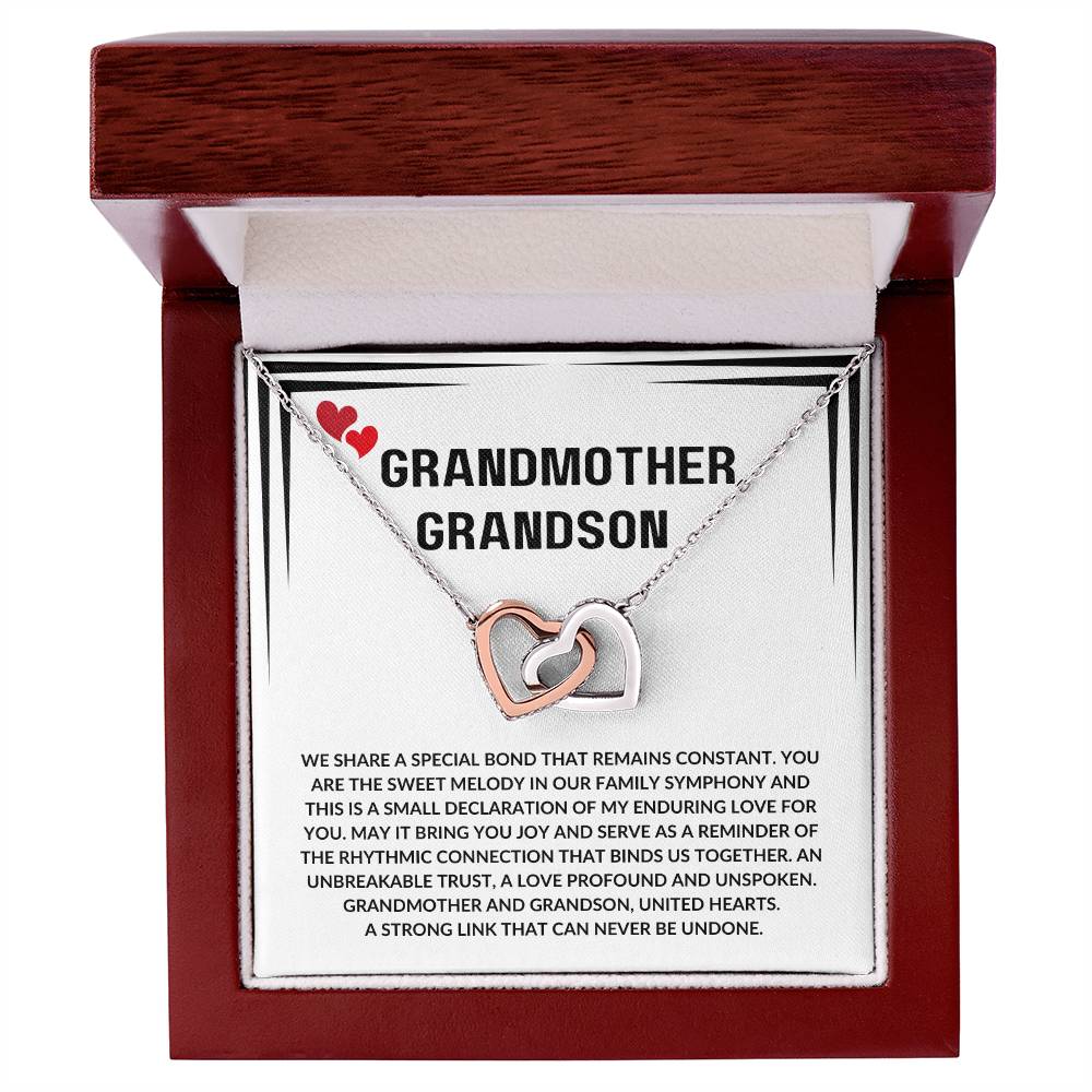 Grandmother-Grandson Necklace – Interlocking Hearts Symbolizing Love, Trust, and Family Bond