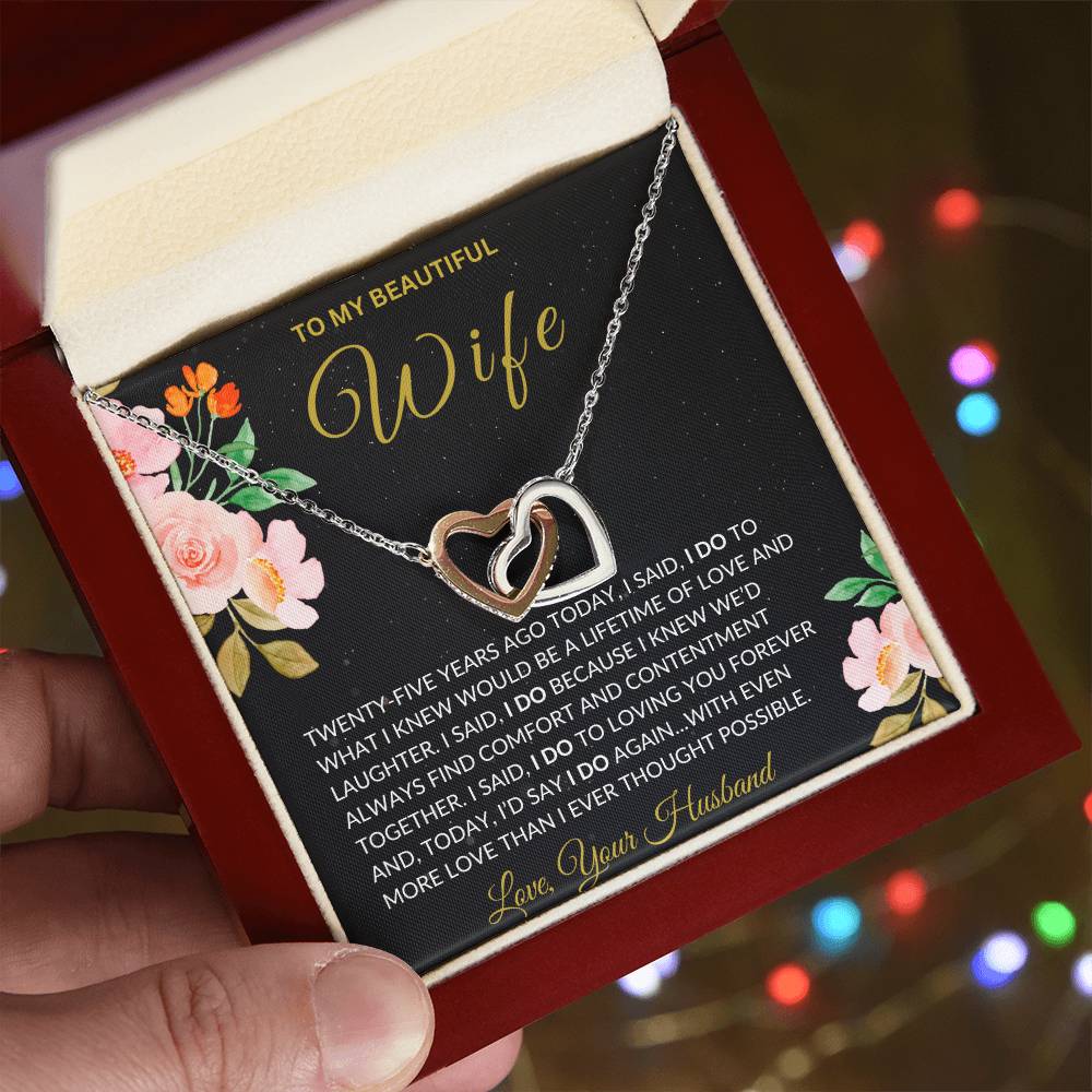 To My Wife Interlocking Hearts Necklace | A 25th Anniversary Gift of Love