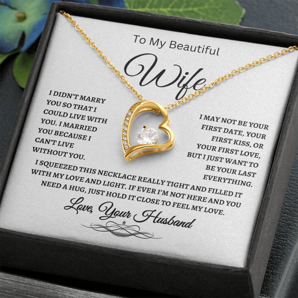 To My Beautiful Wife - I Didn't Marry You So I Could Live With You - Forever Love Necklace Necklace