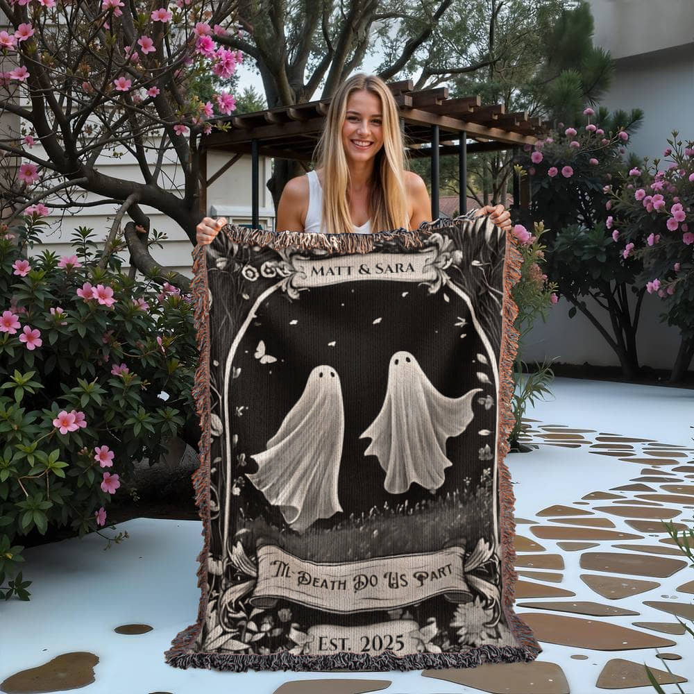 Ghost Couple 'Til Death Do Us Part | Personalized Wedding Halloween Blanket