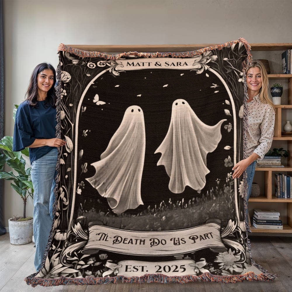 Ghost Couple 'Til Death Do Us Part | Personalized Wedding Halloween Blanket