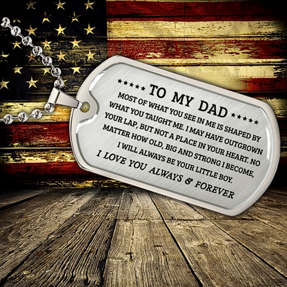 Personalized Dad Dog Tag Necklace — Custom Engraved Military-Style Gift for Dad