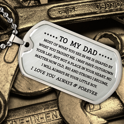 Personalized Dad Dog Tag Necklace — Custom Engraved Military-Style Gift for Dad