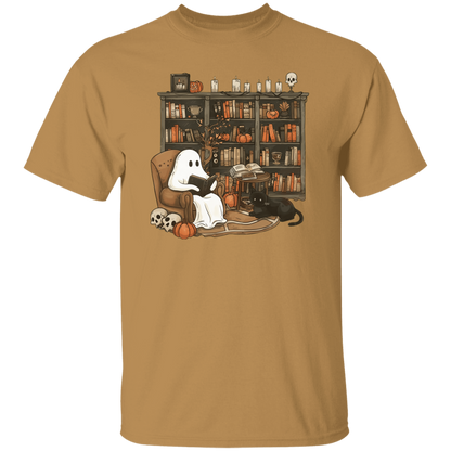 Cute Ghost Reading T-Shirt | Halloween Librarian Teacher Gift | Book Lover Apparel