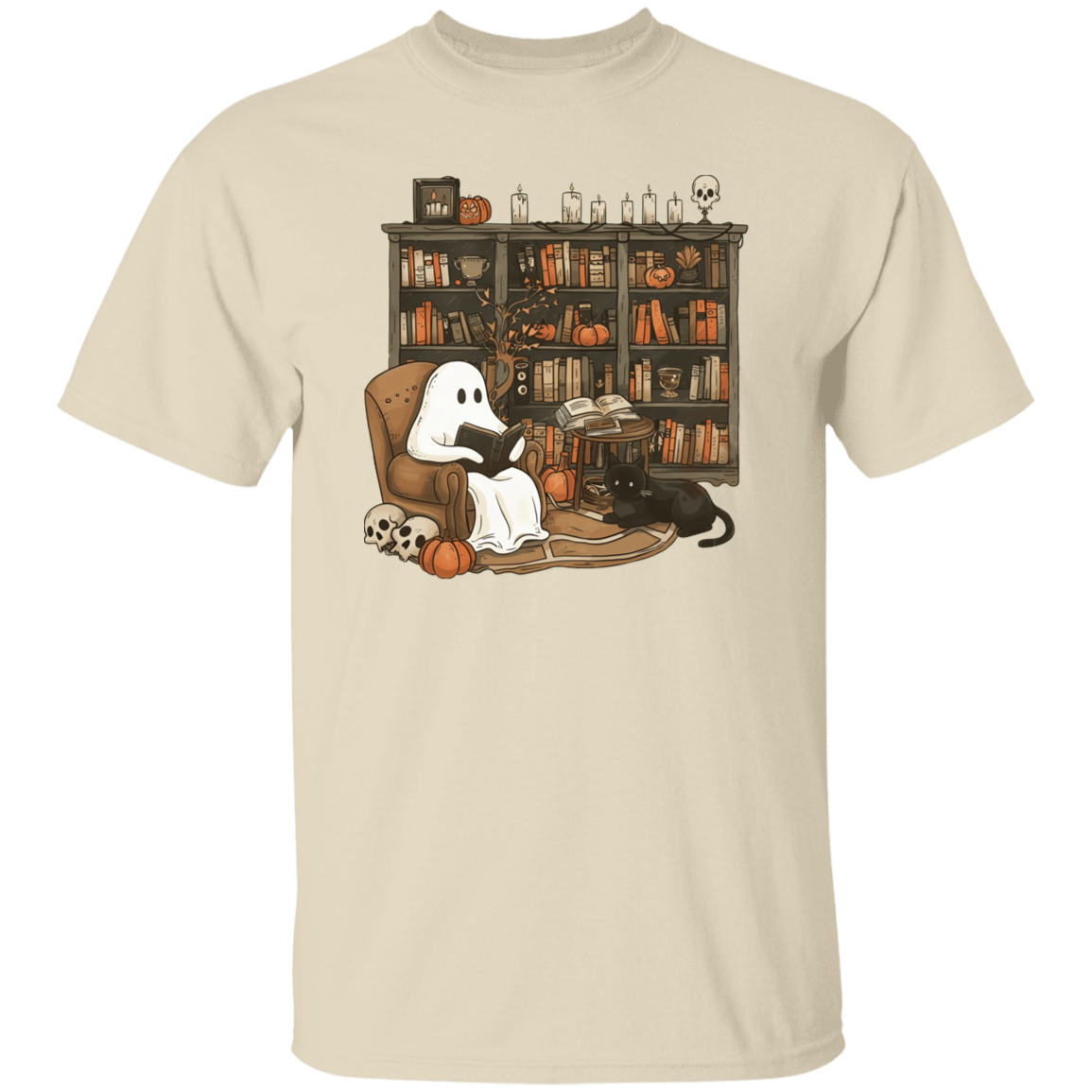 Cute Ghost Reading T-Shirt | Halloween Librarian Teacher Gift | Book Lover Apparel