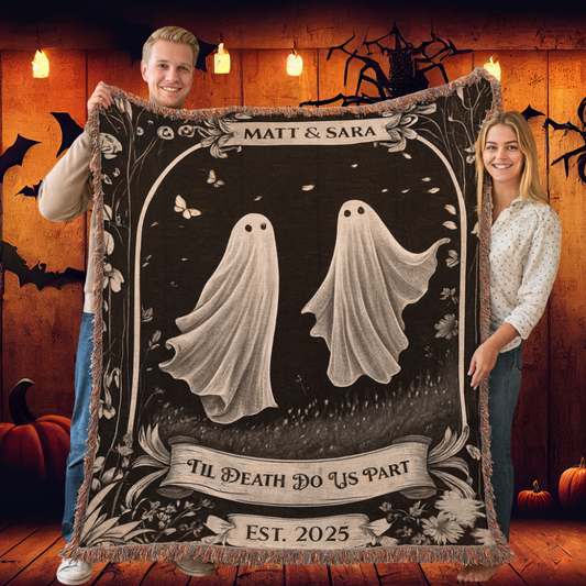 Ghost Couple 'Til Death Do Us Part | Personalized Wedding Halloween Blanket