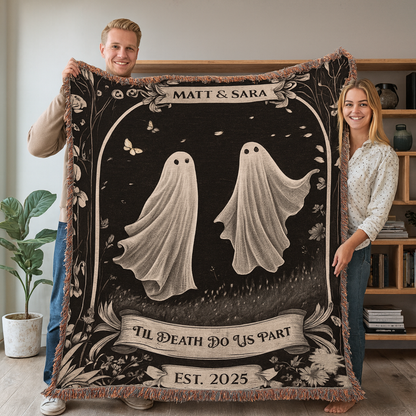 Ghost Couple 'Til Death Do Us Part | Personalized Wedding Halloween Blanket