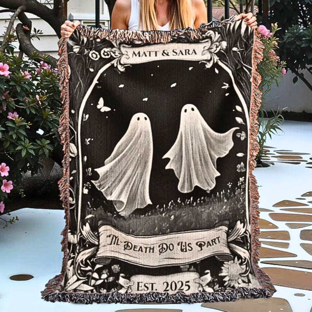 Ghost Couple 'Til Death Do Us Part | Personalized Wedding Halloween Blanket