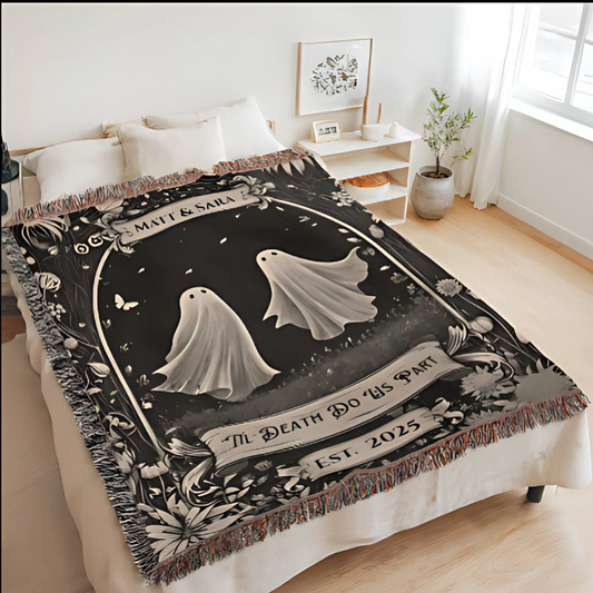 Ghost Couple 'Til Death Do Us Part | Personalized Wedding Halloween Blanket