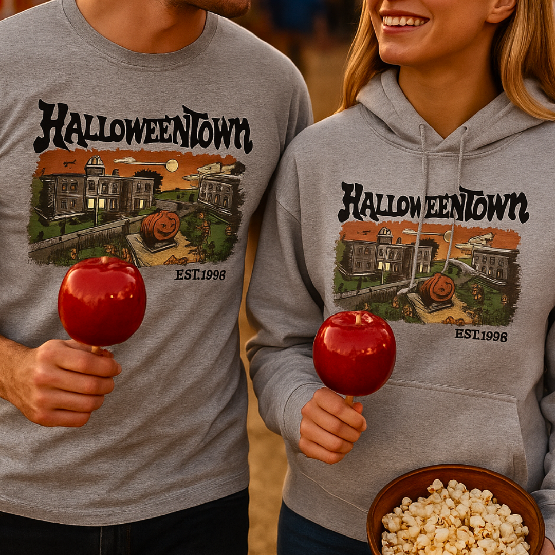 Halloweentown Trio – Cozy Fall Tee, Sweatshirt & Hoodie for Pumpkin-Spice Lovers