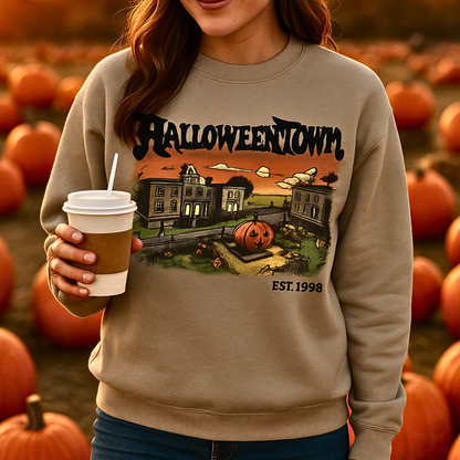 Halloweentown Trio – Cozy Fall Tee, Sweatshirt & Hoodie for Pumpkin-Spice Lovers