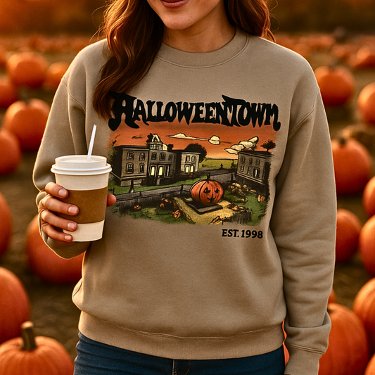 Halloweentown Trio – Cozy Fall Tee, Sweatshirt & Hoodie for Pumpkin-Spice Lovers
