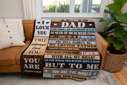 To My Dad | Cozy Black Sherpa Blanket with Heartfelt Message | Gift from Daughter