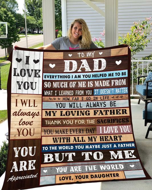 To My Dad | Cozy Black Sherpa Blanket with Heartfelt Message | Gift from Daughter