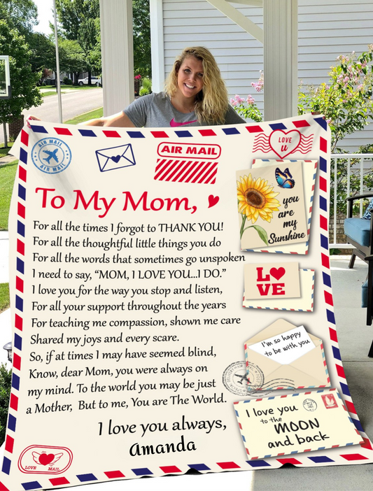 Personalized Postcard Gift Blanket for Mom – Cozy, Sentimental Keepsake