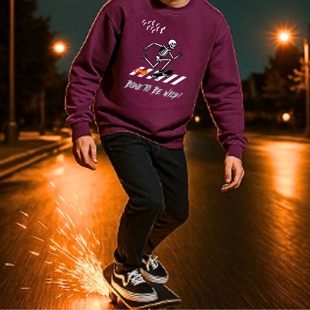 Bone to Be Wild | Skeleton Sweatshirt & Hoodie | Halloween & Skate Vibes