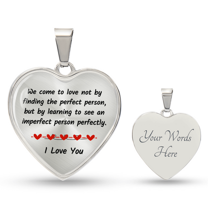 Pendant Heart Necklace | Perfect Love for Imperfect Person | Personalized Keepsake