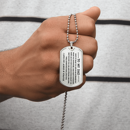 Personalized Dad Dog Tag Necklace — Custom Engraved Military-Style Gift for Dad