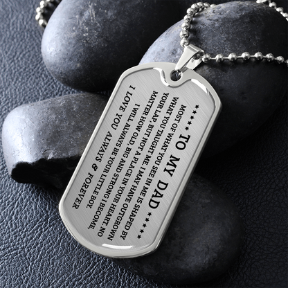 Personalized Dad Dog Tag Necklace — Custom Engraved Military-Style Gift for Dad