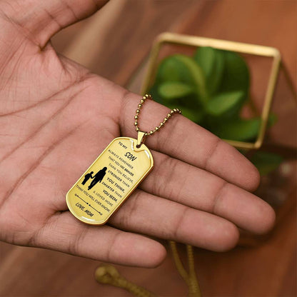 To My Son - You Are Braver Than You Believe - Personalized Engraved Military Dog Tag