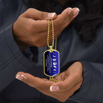 To My Grandson Moon Phase Dog Tag | A Gift of Love & Strength